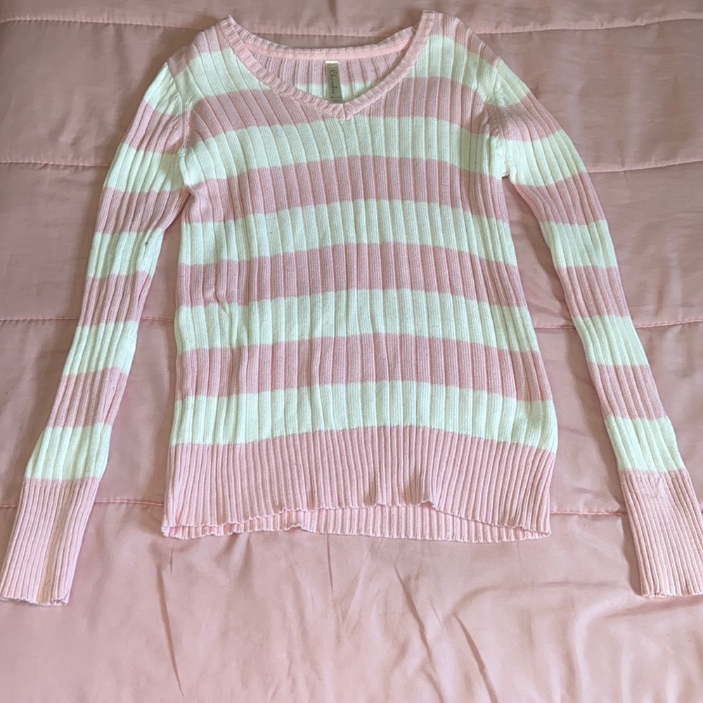 Pink and white sweater